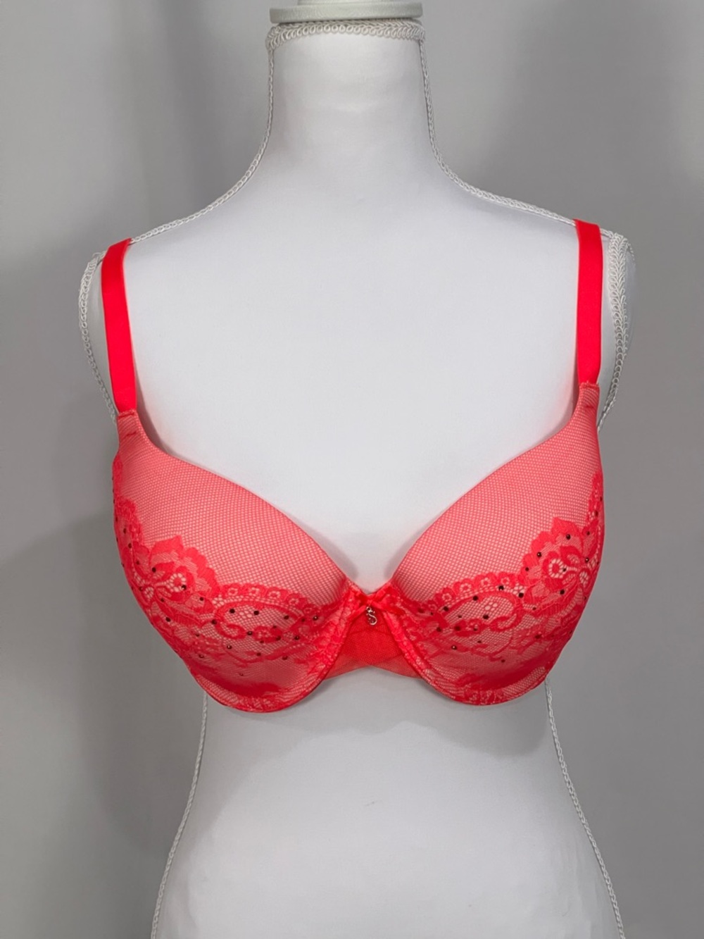 Victoria's Secret Lined Demi Vibrant Pink Lace Bra